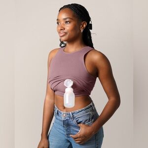 Kindred Bravely Sublime Bamboo Hands-Free Pumping‎ Longline Bra Top twilight Nwt